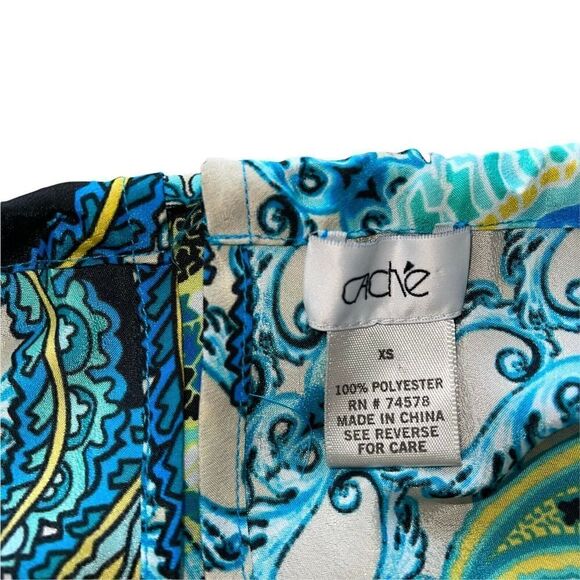 Caché Halter Multi Colored Maxi Dress Beaded Adjustable Ties Long Sexy Size XS - Picture 6 of 6